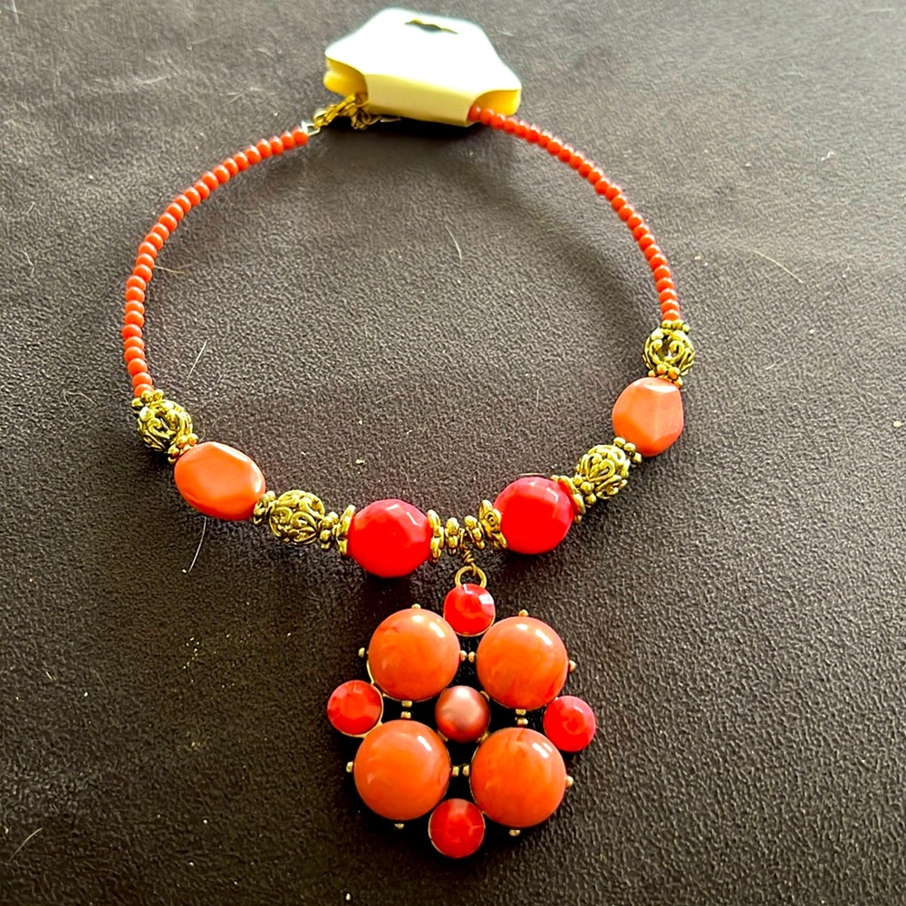 Coral beaded necklace